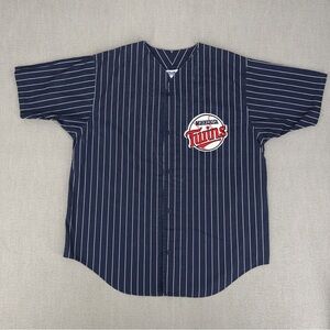 Vintage Minnesota Twins Chalk Line Pinstripe Jersey Mens XL Patch Logo Buttons
